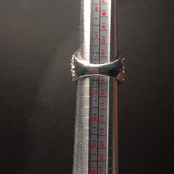 BLING RING-Turquoise/rhinestone/silver tone filagree, prong set, size 8 NWOT - Picture 8 of 12